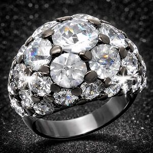 40ct Pave Set Cz Black Cocktail statement, ladies wedding jewelry Dome Ring new